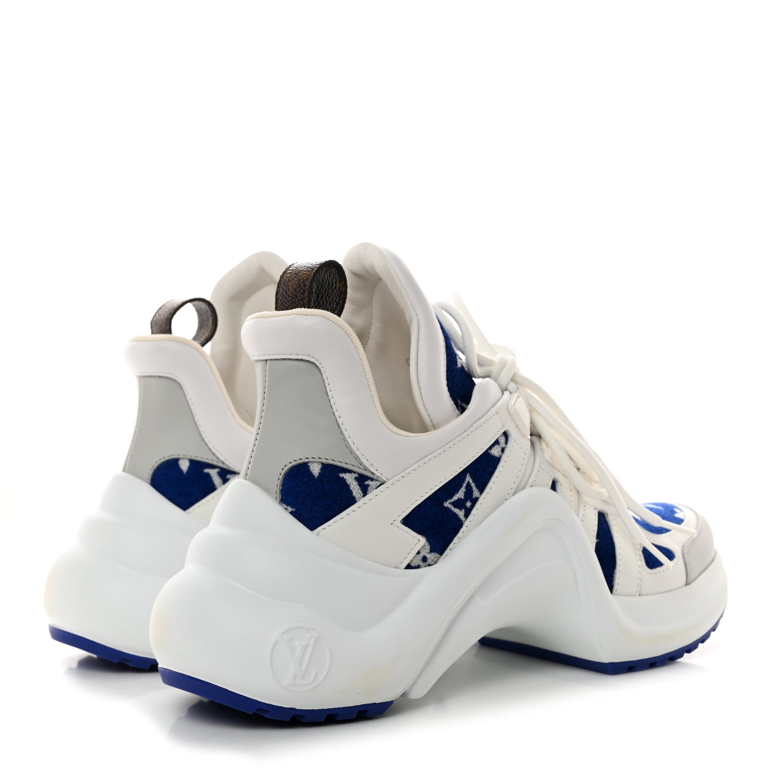 Louis Vuitton Jacquard Velvet Monogram LV Archlight Sneakers 38 White Blue 4 of 9