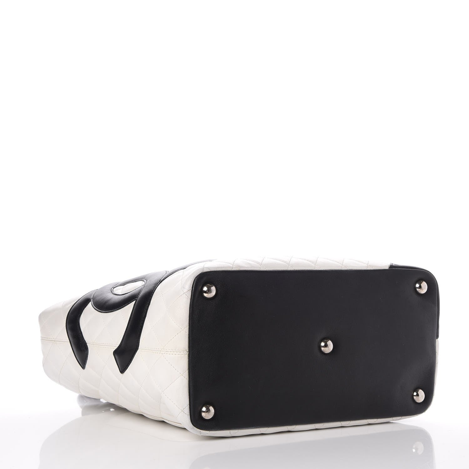 Chanel Calfskin Quilted Large Cambon Tote White Black 4 of 14
