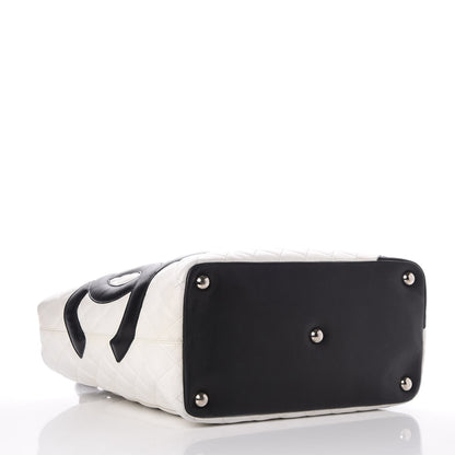 Chanel Calfskin Quilted Large Cambon Tote White Black 4 of 14