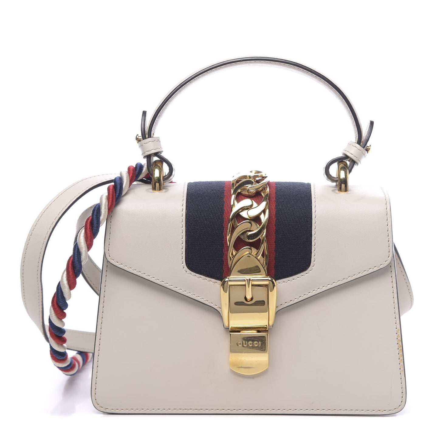Calfskin Mini Sylvie Top Handle Bag White