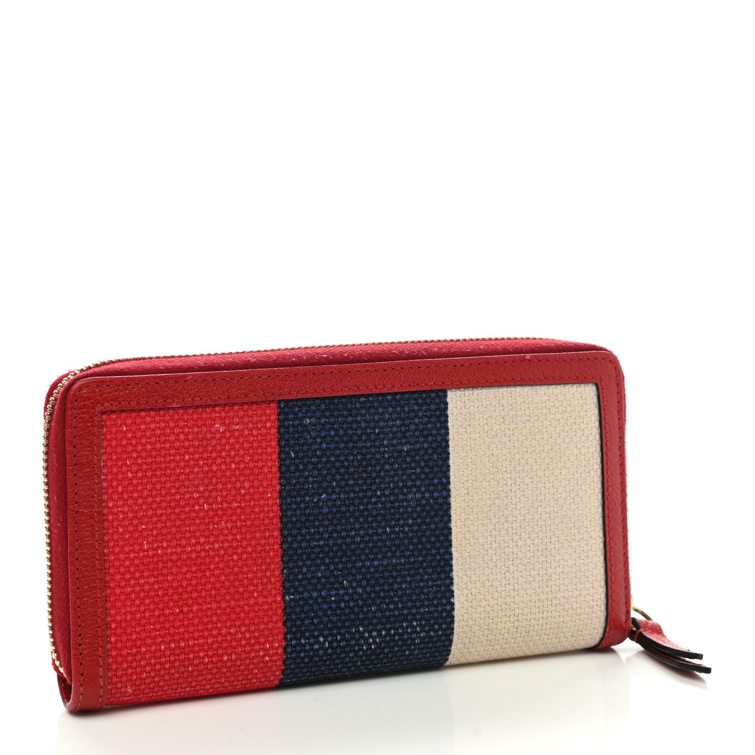 Gucci Canvas Sylvie Stripe Logo Zip Around Wallet Mystic White Hibiscus Red Maritime 3 of 8