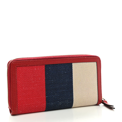 Gucci Canvas Sylvie Stripe Logo Zip Around Wallet Mystic White Hibiscus Red Maritime 3 of 8