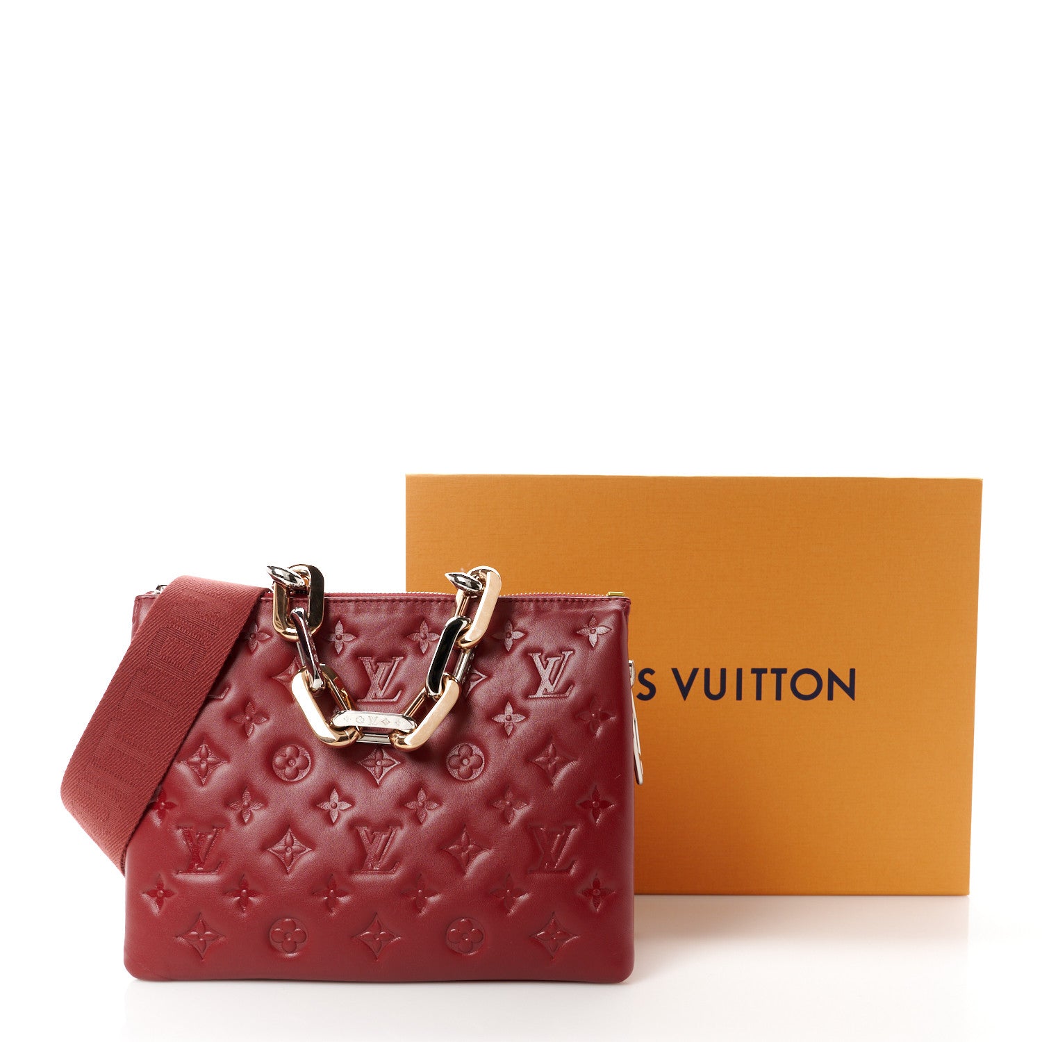 Louis Vuitton Lambskin Embossed Monogram Coussin PM Wine 13 of 13