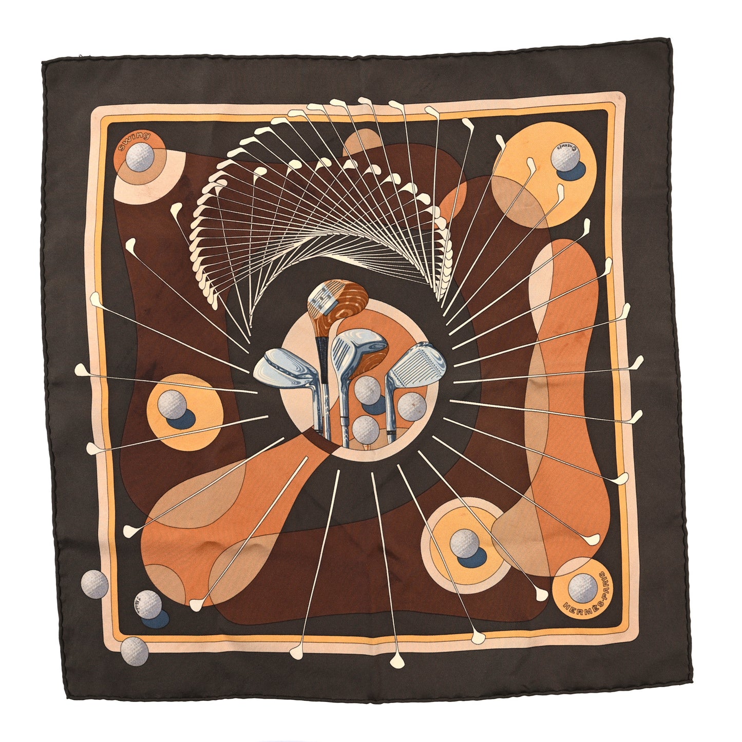 Silk Swing Pocket Square Scarf 45 Chocolate Beige