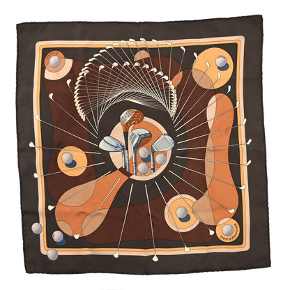 Hermes Silk Swing Pocket Square Scarf 45 Chocolate Beige 1 of 3