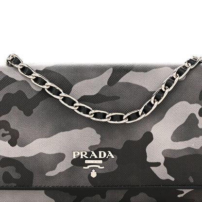 Prada Saffiano Print Metal Oro Chain Wallet Marmo Dis Camouflage 9 of 12
