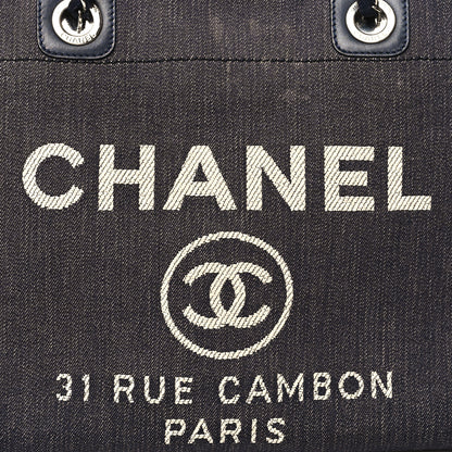 Chanel Denim Small Deauville Tote Dark Blue 8 of 12