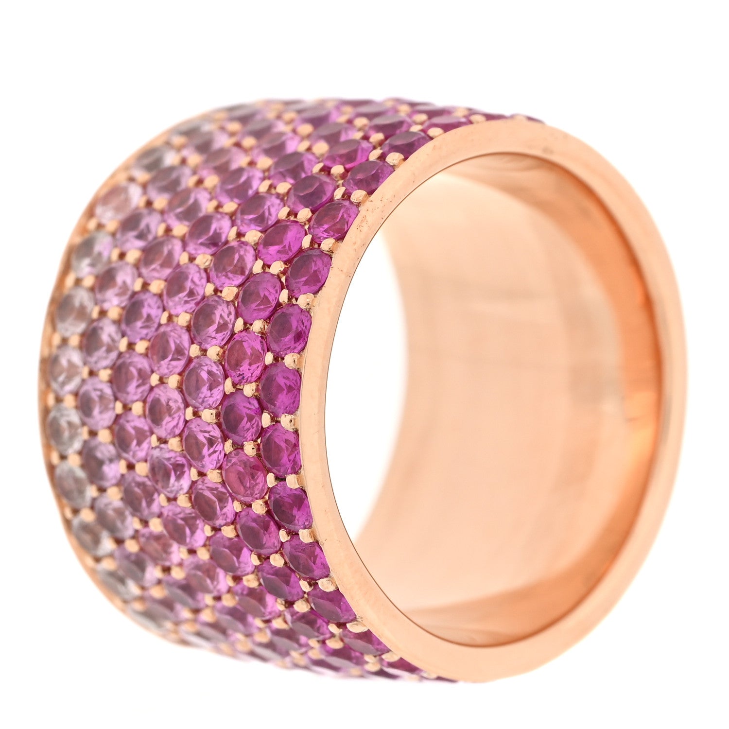 Parker & West by FASHIONPHILE 18K Yellow Gold Pink White Sapphire Flamingo Ombre Cigar Ring 54 7 5 of 9