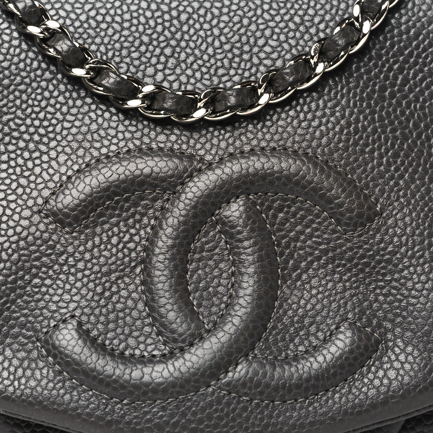Caviar Half Moon Wallet On Chain WOC Dark Grey