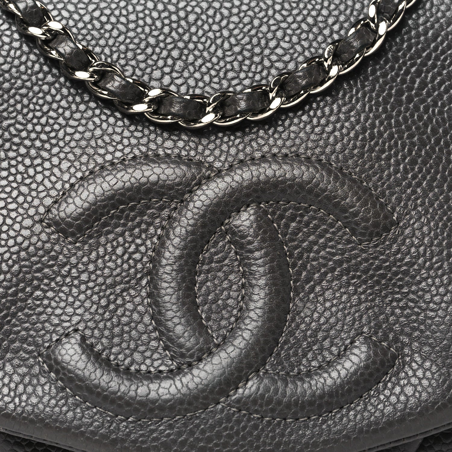 Chanel Caviar Half Moon Wallet On Chain WOC Dark Grey 9 of 12