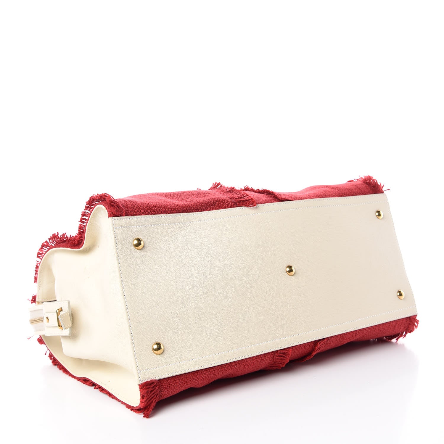 Saint Laurent Linen Sheepskin Large Cabas ChYc Tote Red 4 of 16