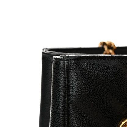Saint Laurent Grain de Poudre Matelasse Chevron Medium Tribeca Shopping Bag Black 13 of 14