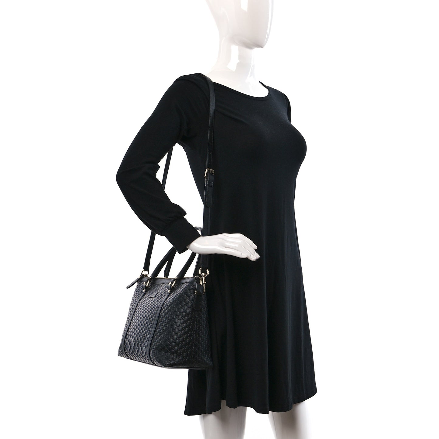 Soft Microguccissima Small Zippered Satchel Black