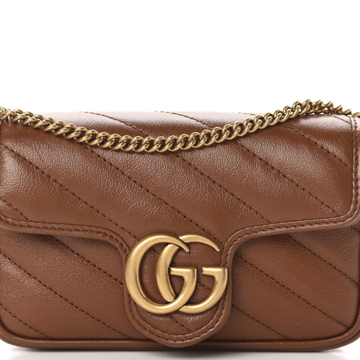 Azalea Calfskin Matelasse Diagonal Super Mini GG Marmont Shoulder Bag Cuir