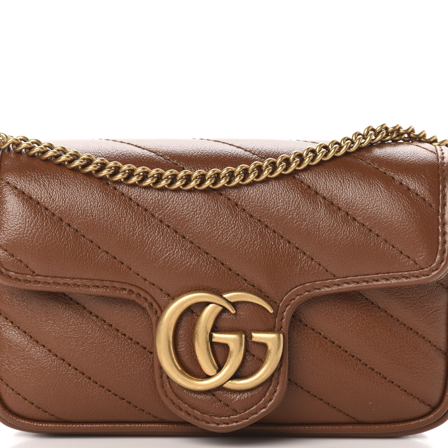 Gucci Azalea Calfskin Matelasse Diagonal Super Mini GG Marmont Shoulder Bag Cuir 10 of 11
