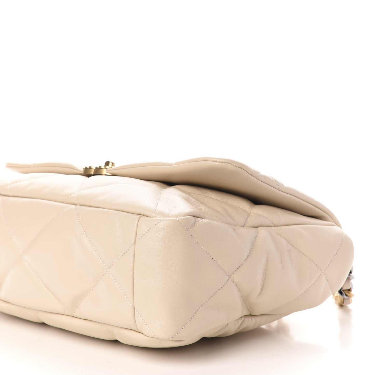 Goatskin Quilted Maxi 19 Flap Beige