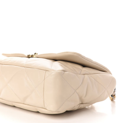 Chanel Goatskin Quilted Maxi 19 Flap Beige 9 of 10