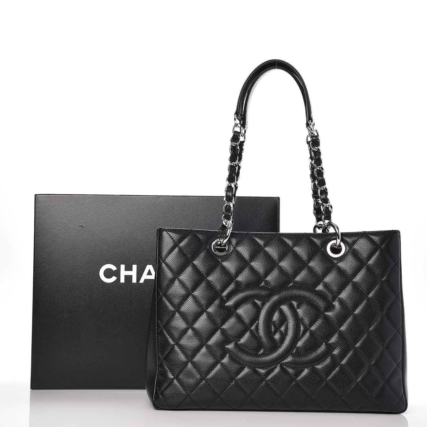 Caviar Quilted Grand Shopping Tote GST Black