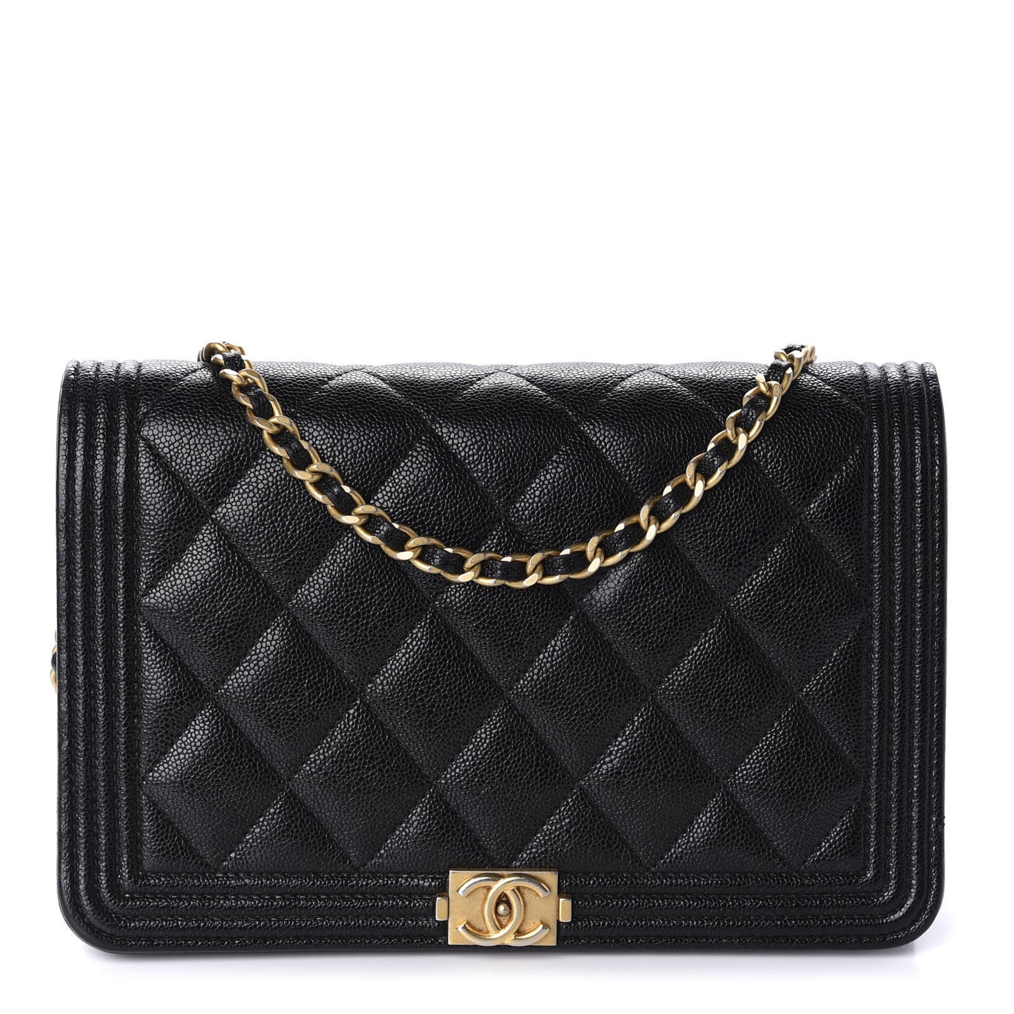 Caviar Quilted Boy Wallet On Chain WOC Black