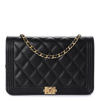 Chanel Caviar Quilted Boy Wallet On Chain WOC Black 1 of 13
