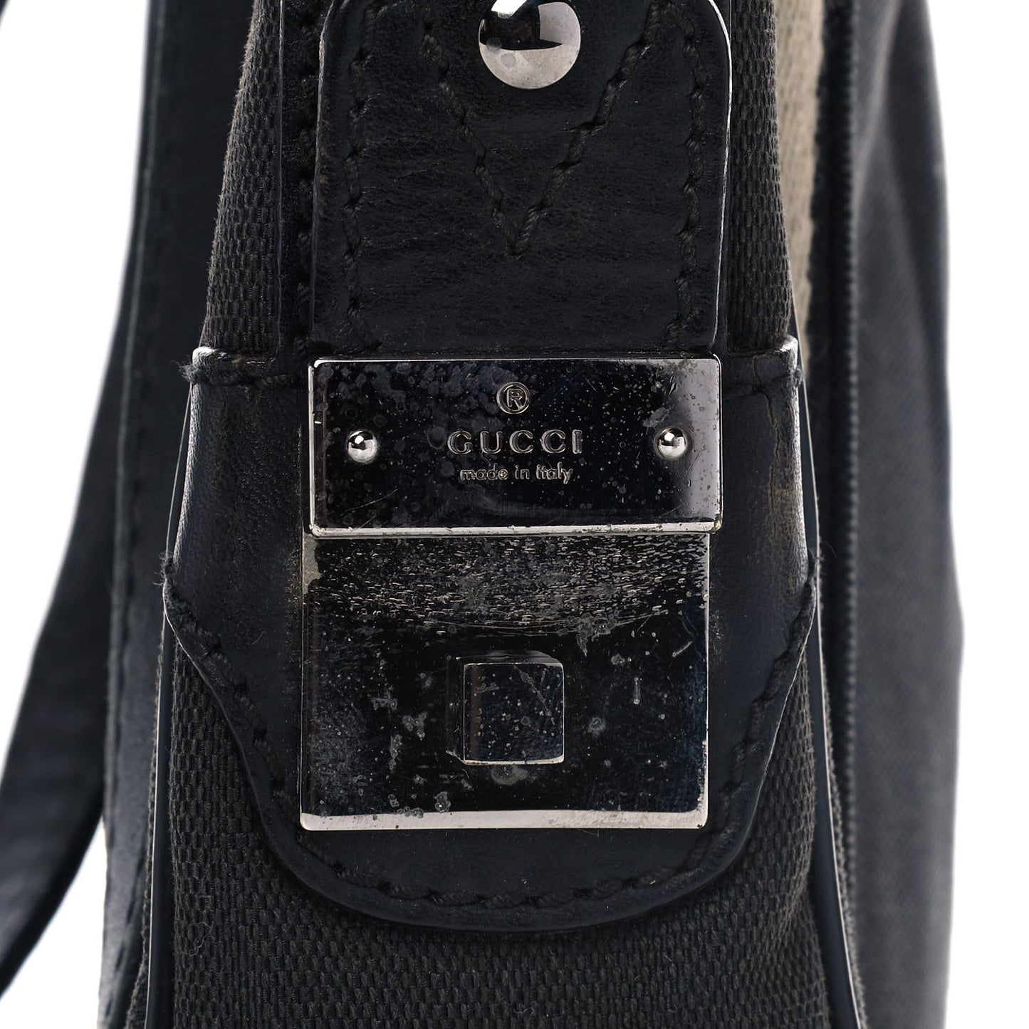 Canvas Calfskin Messenger Bag Navy