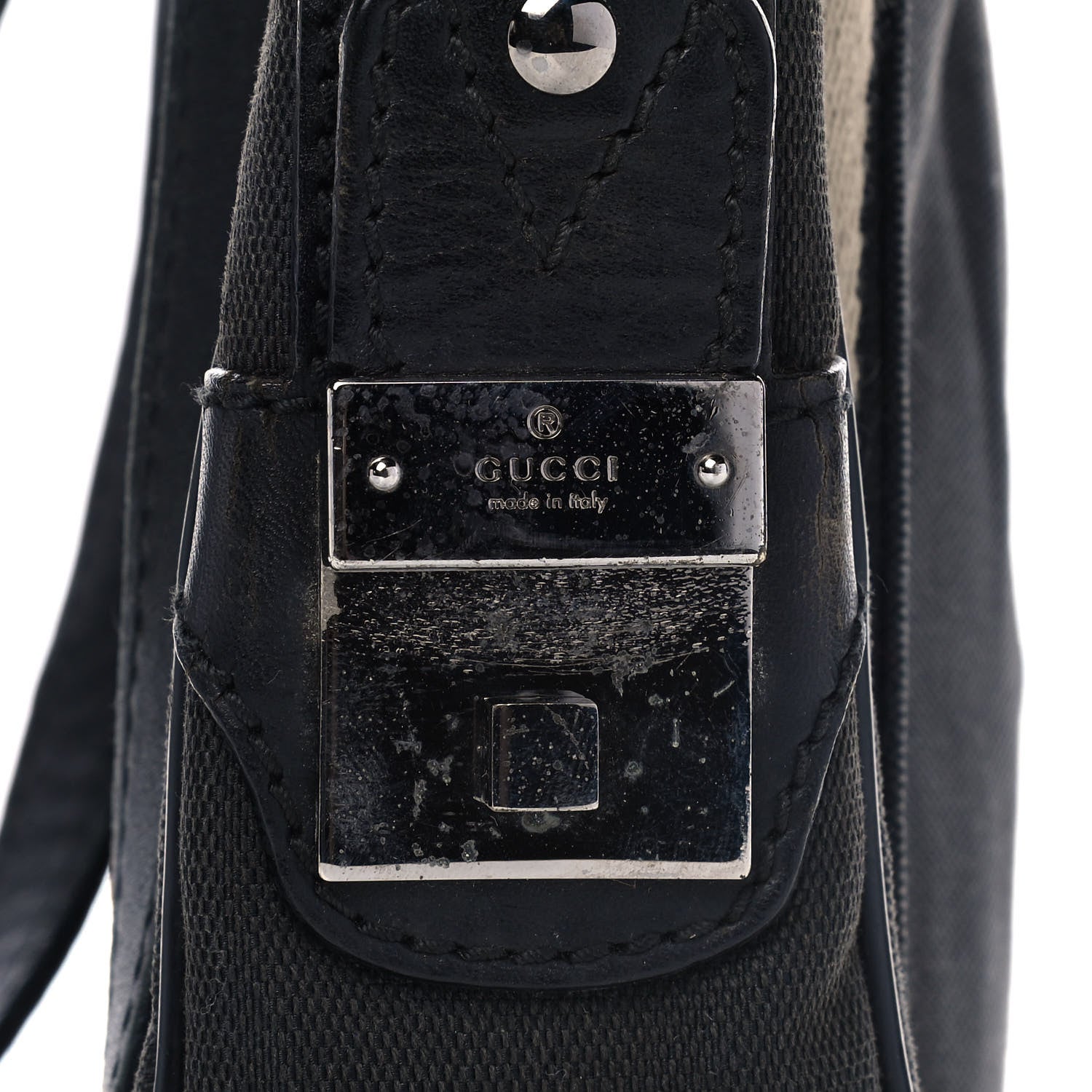 Gucci Canvas Calfskin Messenger Bag Navy 9 of 13