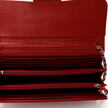 Chanel Patent Calfskin Quilted Brilliant East West Flap Clutch Red 5 of 12