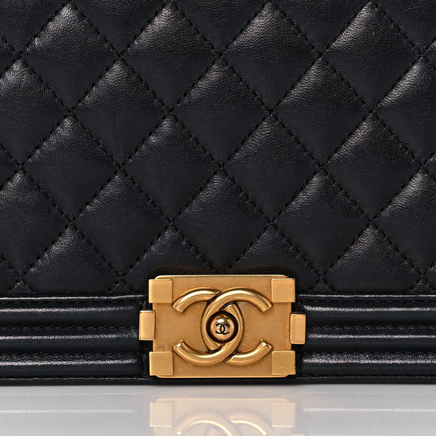 Lambskin Quilted Boy Flap Clutch Black