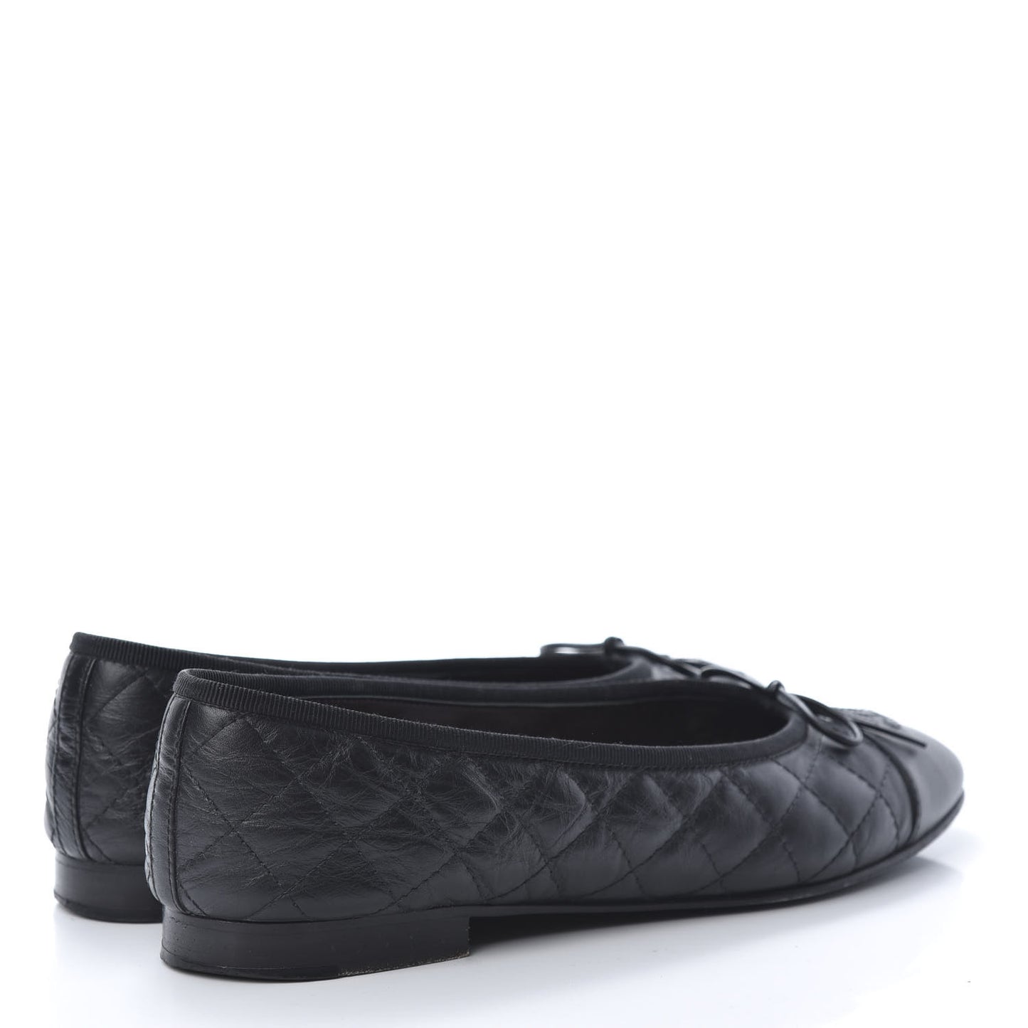 Aged Calfskin Quilted CC Cap Toe Ballerina Flats 40 Black