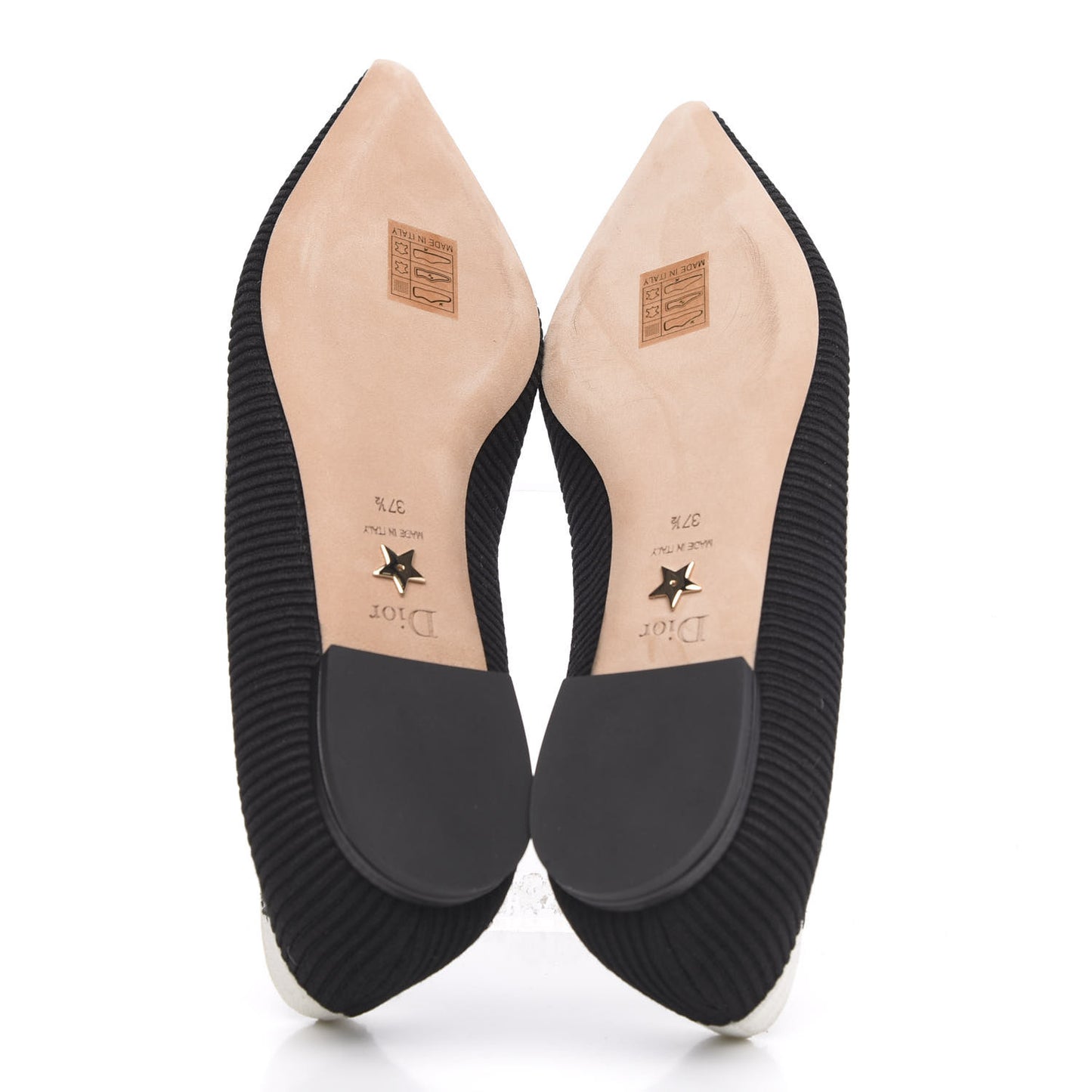 Fabric Ribbon Embroidered J'Adior Ballet Flats 37.5 Black