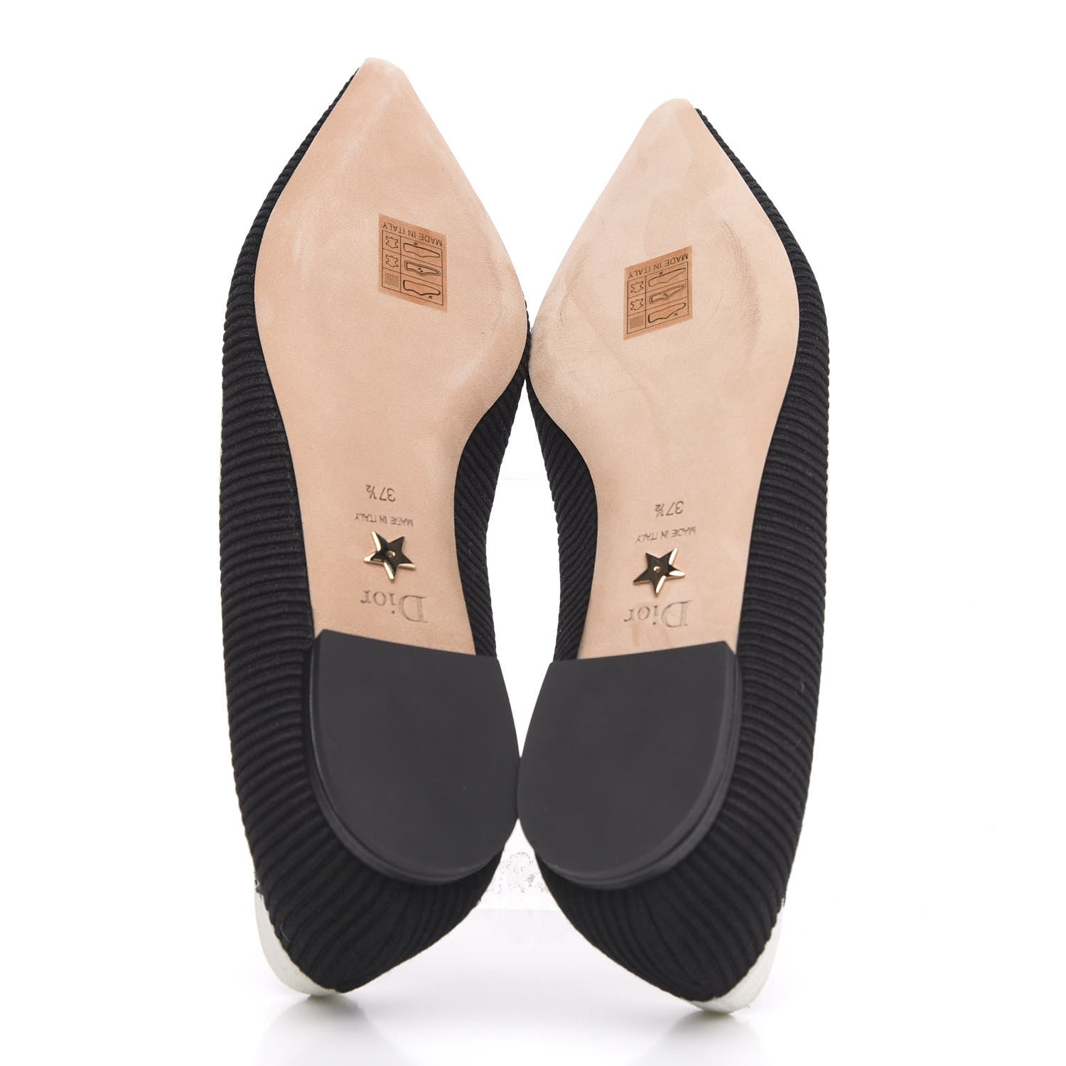 Christian Dior Fabric Ribbon Embroidered J'Adior Ballet Flats 37.5 Black 5 of 9
