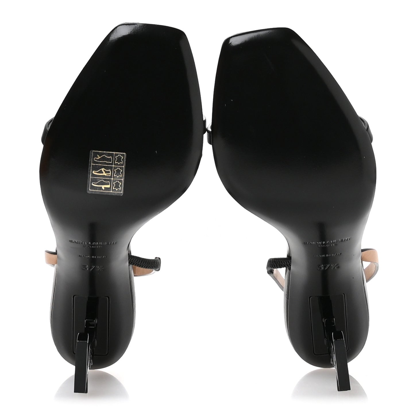 Calfskin Cassandra 85 Sandals 37.5 Black Gold Brown
