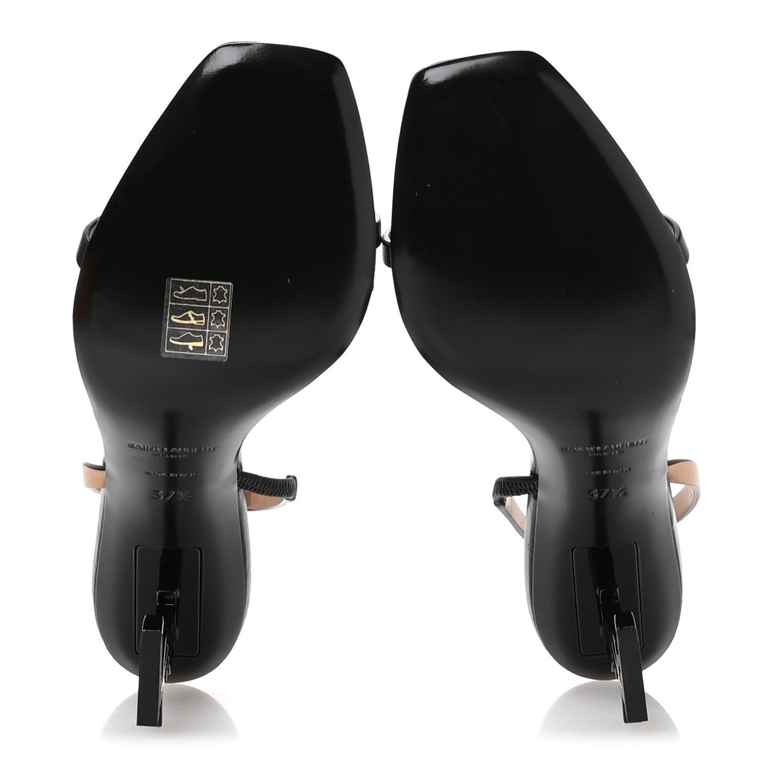 Saint Laurent Calfskin Cassandra 85 Sandals 37.5 Black Gold Brown 6 of 9