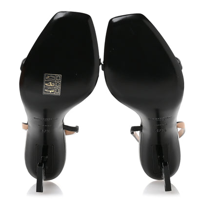 Saint Laurent Calfskin Cassandra 85 Sandals 37.5 Black Gold Brown 6 of 9