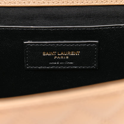 Saint Laurent Grain De Poudre Textured Mixed Matelasse Medium Triquilt Monogram Satchel Dark Latte 6 of 11