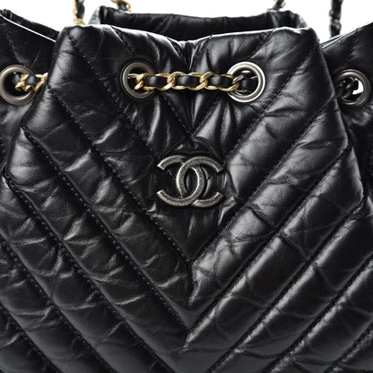 Chanel Aged Calfskin Chevron Quilted Small Gabrielle Backpack Black 8 of 13