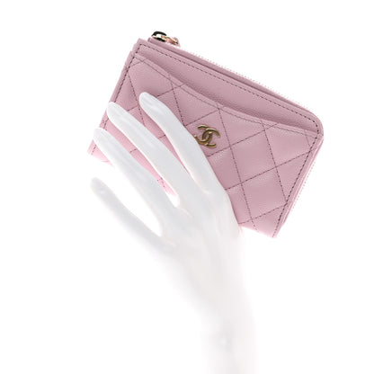 Chanel Caviar Quilted CC Zip Around Card Holder Pink 2 of 8