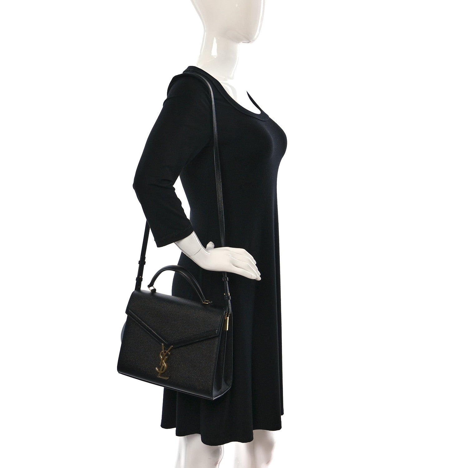 Saint Laurent Grain de Poudre Medium Classic Monogram Cassandra Top Handle Black 2 of 10