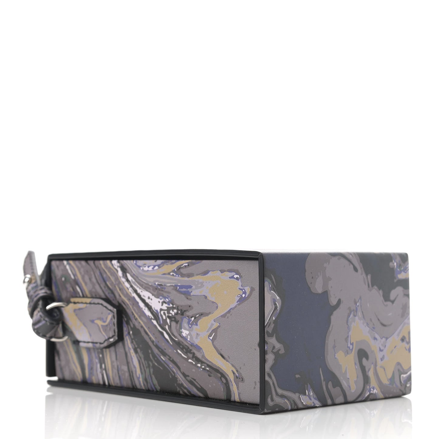 Calfskin Marble Logo Vertical Box Grigio Blue White