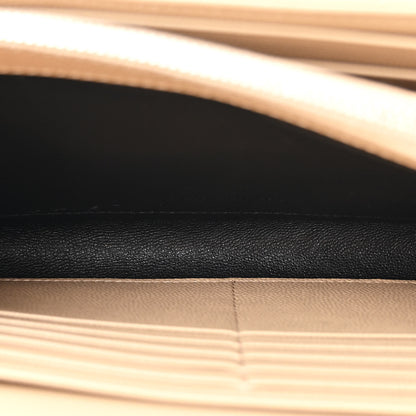 Saint Laurent Grain De Poudre Matelasse Chevron Cassandre Chain Wallet Dark Beige 5 of 12