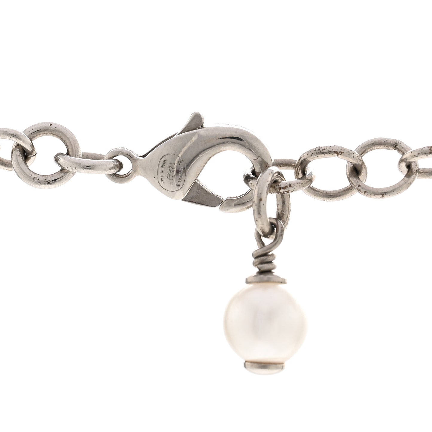 Pearl Crystal CC Star Drop Necklace Silver Green Pearly White Silver Green