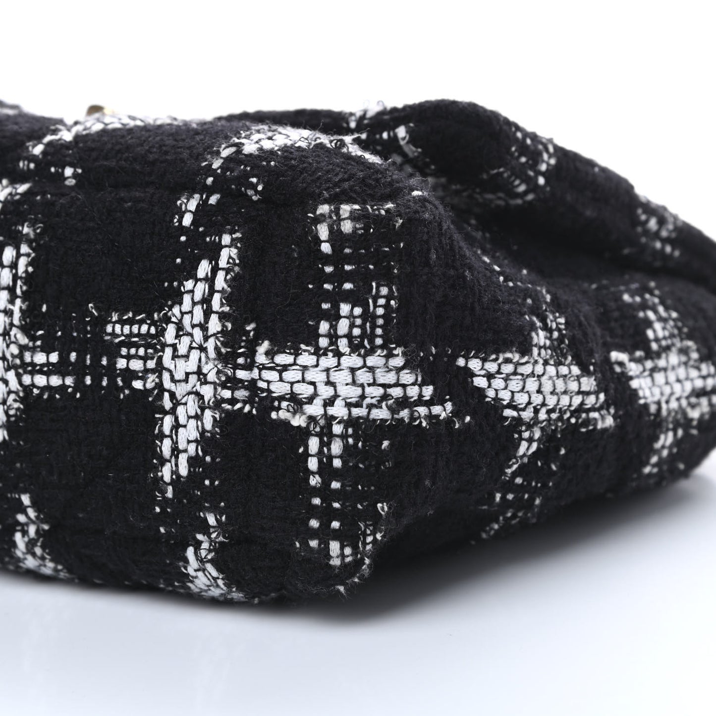 Tweed Quilted Large Chanel 19 Flap Black White