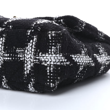 Chanel Tweed Quilted Large Chanel 19 Flap Black White 10 of 10