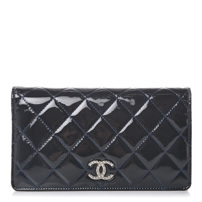 Chanel Patent Quilted Brilliant Yen Wallet Blue Fonce 1 of 15