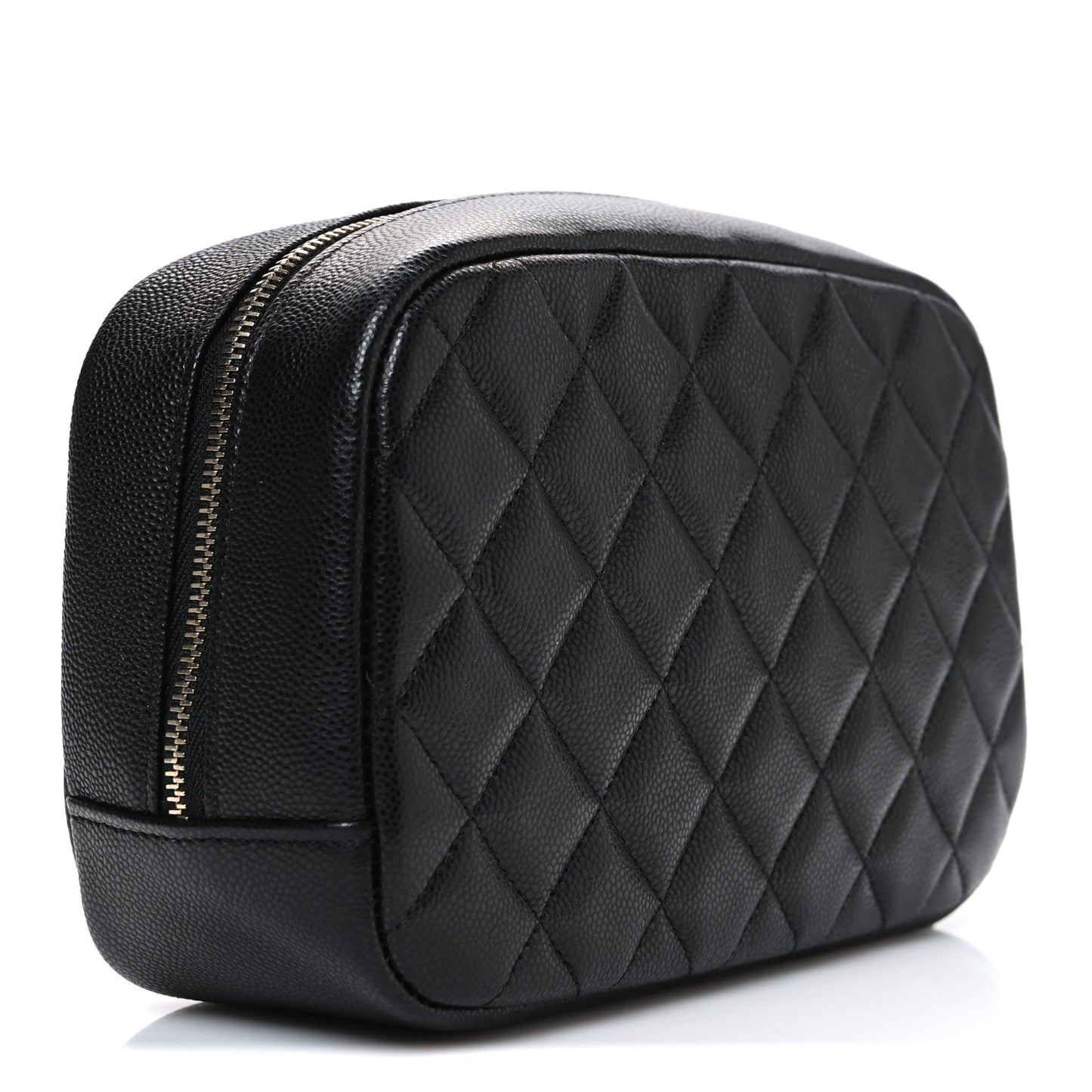 Caviar Quilted Medium Curvy Pouch Cosmetic Case Black