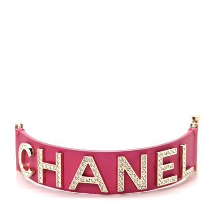Chanel Crystal Lambskin Cha-Nel Logo Cuff S Pink 1 of 6