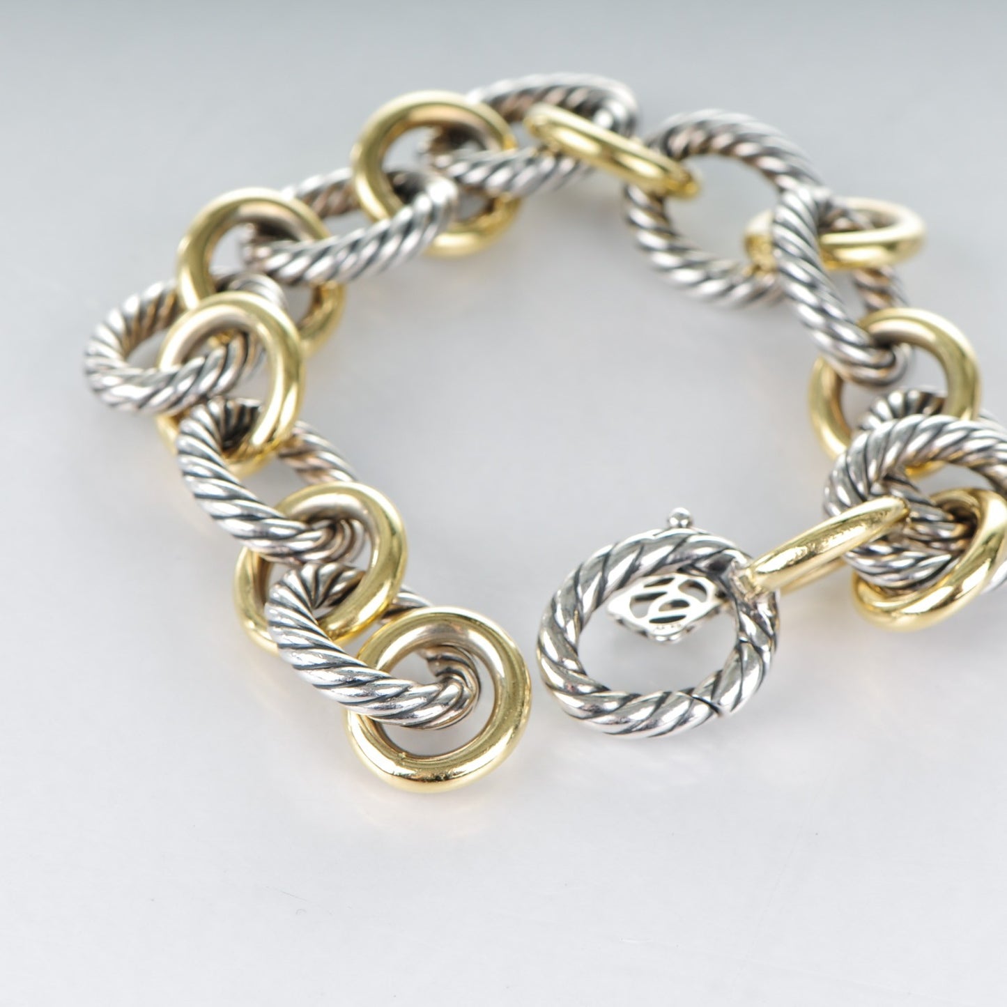 Sterling Silver 18K Yellow Gold 12mm Large Oval Link Bracelet