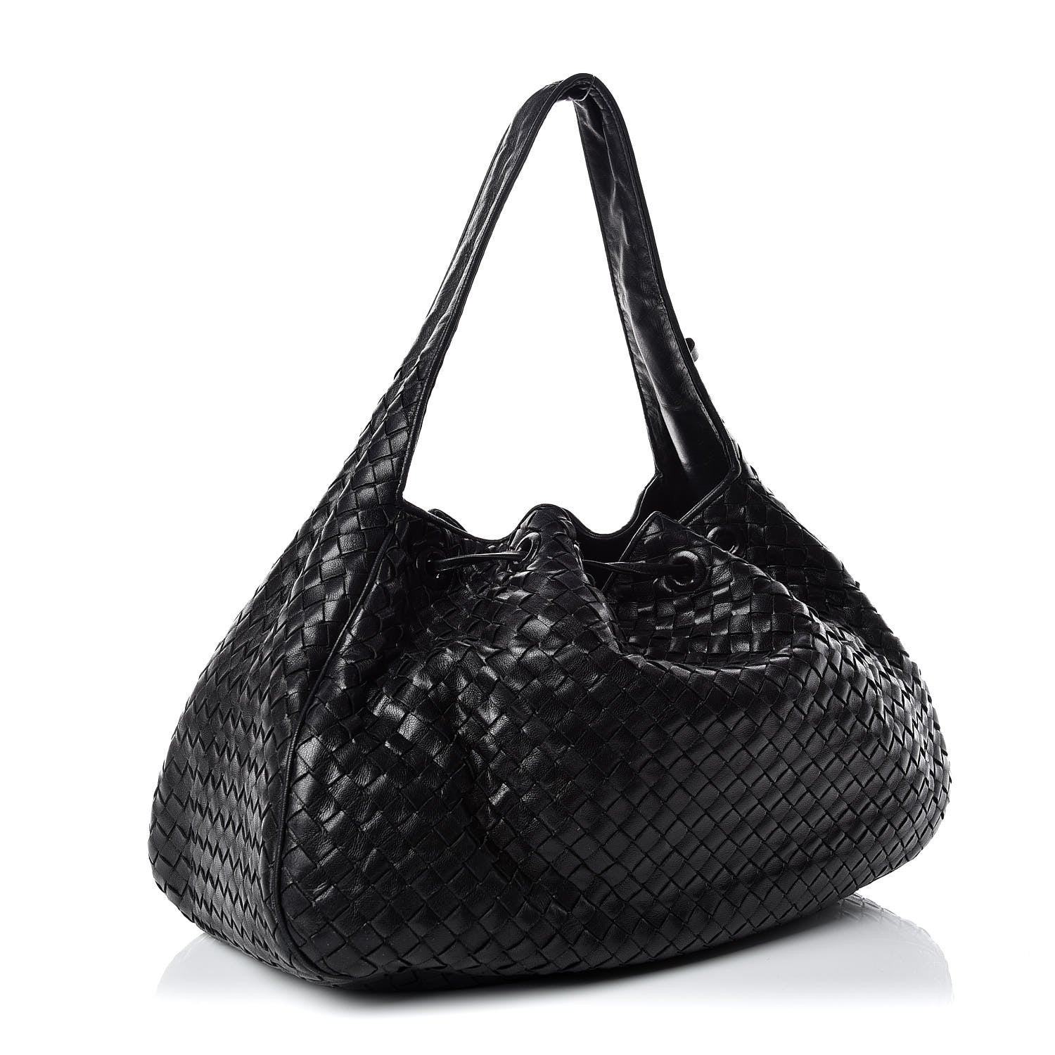 Bottega Veneta Nappa Intrecciato Drawstring Hobo Bag Black 3 of 15