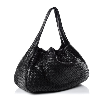 Bottega Veneta Nappa Intrecciato Drawstring Hobo Bag Black 3 of 15