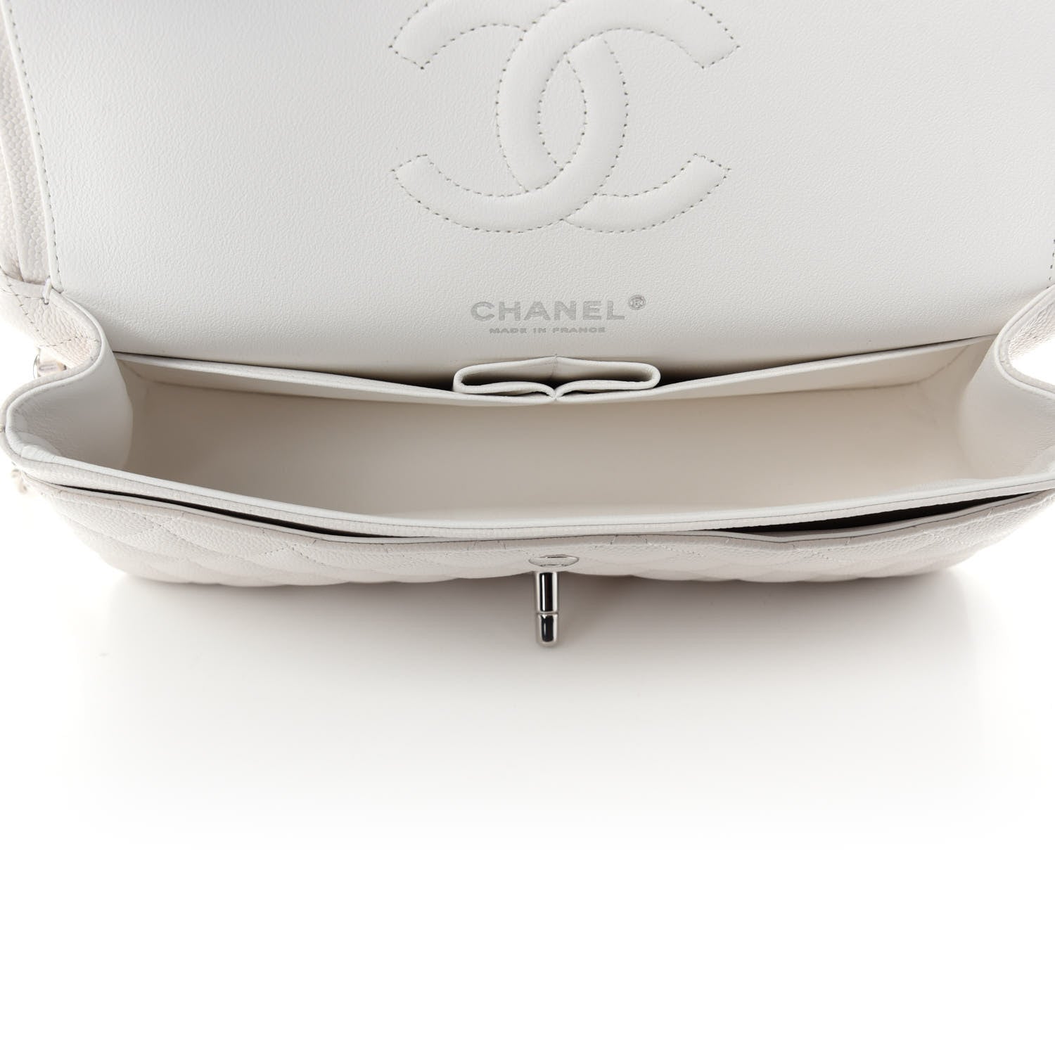 Chanel Caviar Quilted Medium Double Flap White 6 of 12